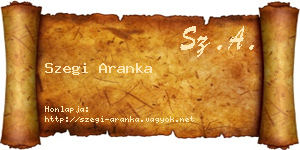 Szegi Aranka névjegykártya